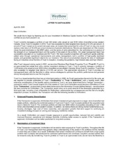 Unitholder Letter