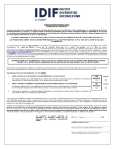 Invico Income Fund - Form of Proxy (FRENCH)