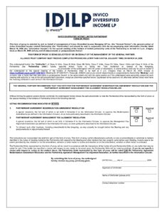 Invico Income LP - Form of Proxy